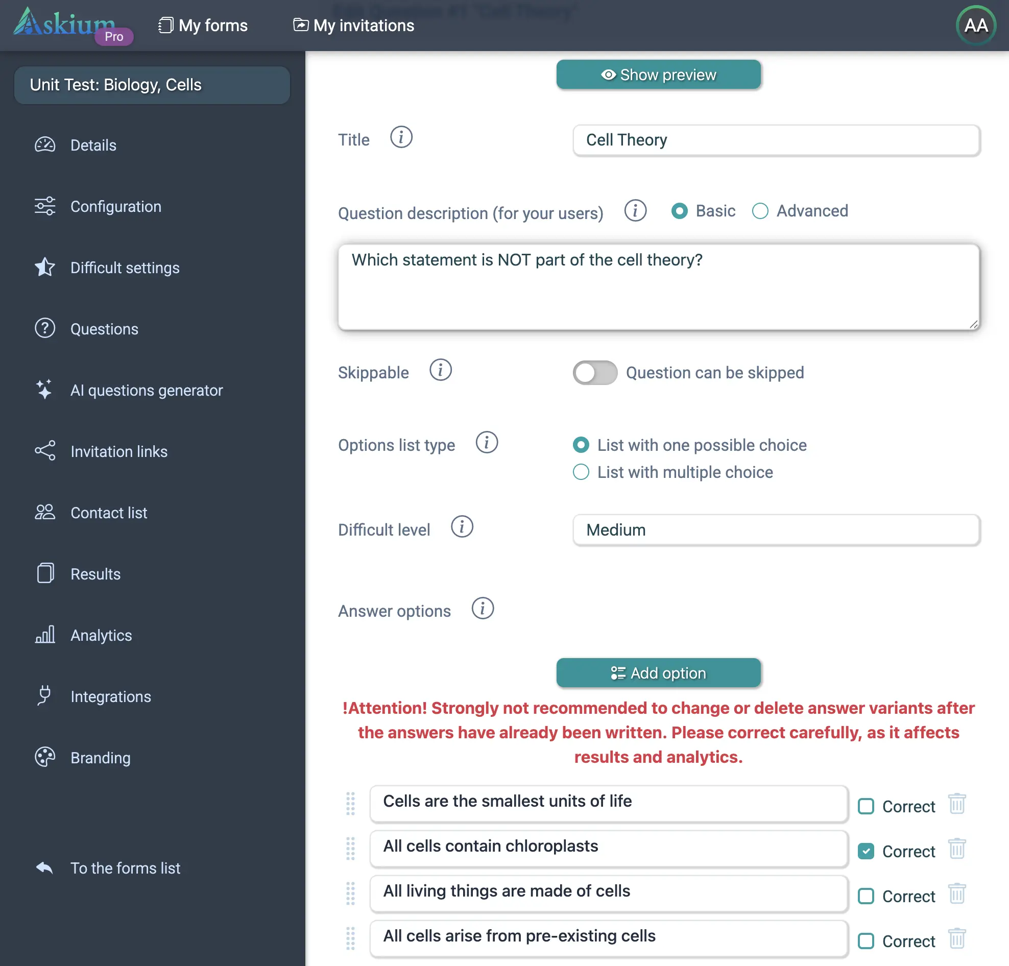 Manually adding a question