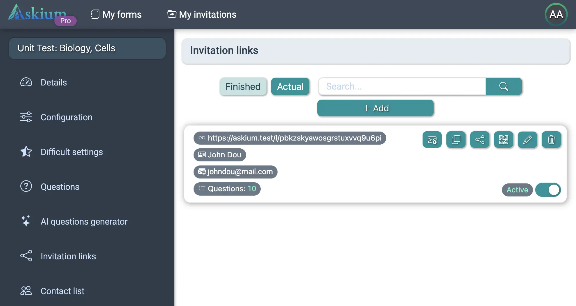 List of active links