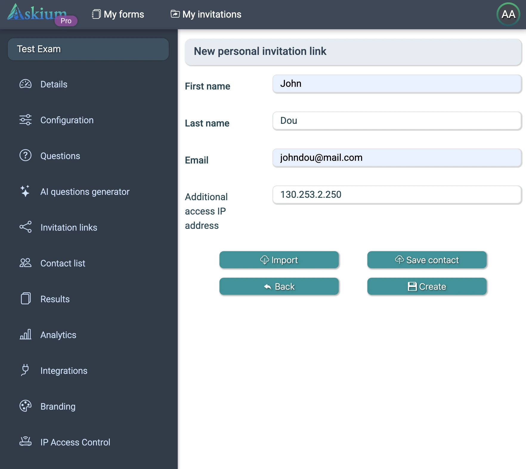 Adding additional IP address for invitation link