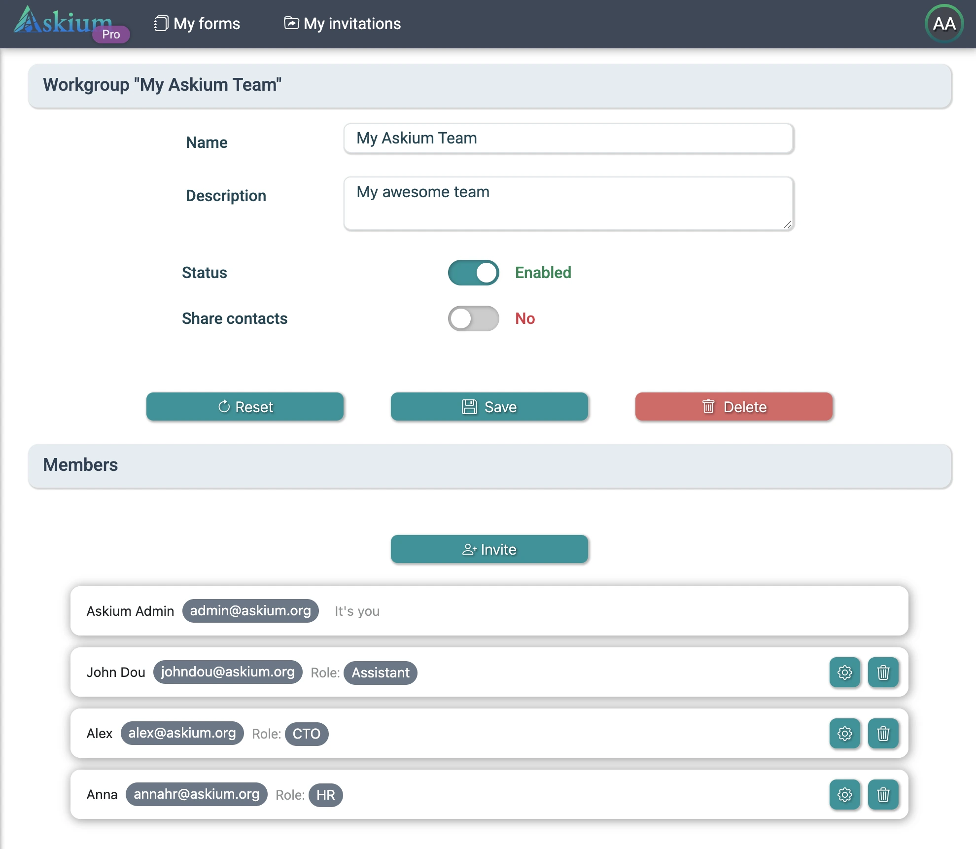 Workgroup management